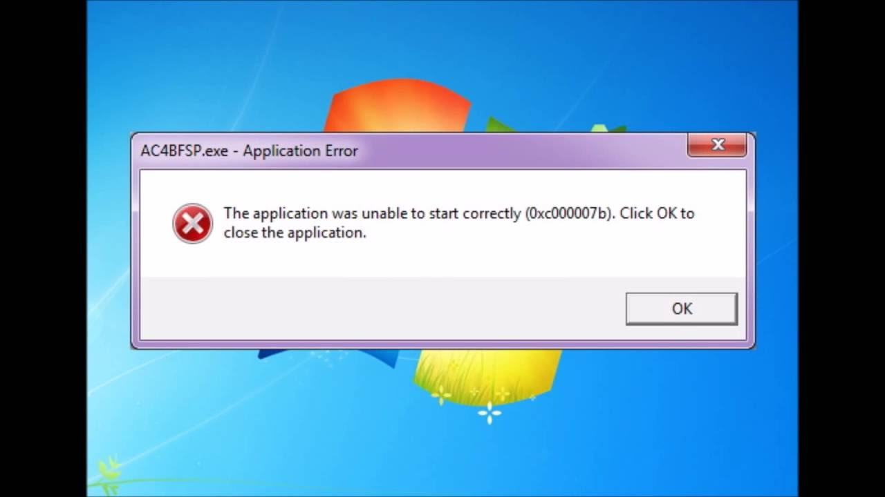 Код ошибки при запуске игры. Ошибка Windows 7. 0xc000007b. Ошибка 0000007b. Error 0xc000007b.