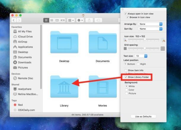 where to find the library folder on mac