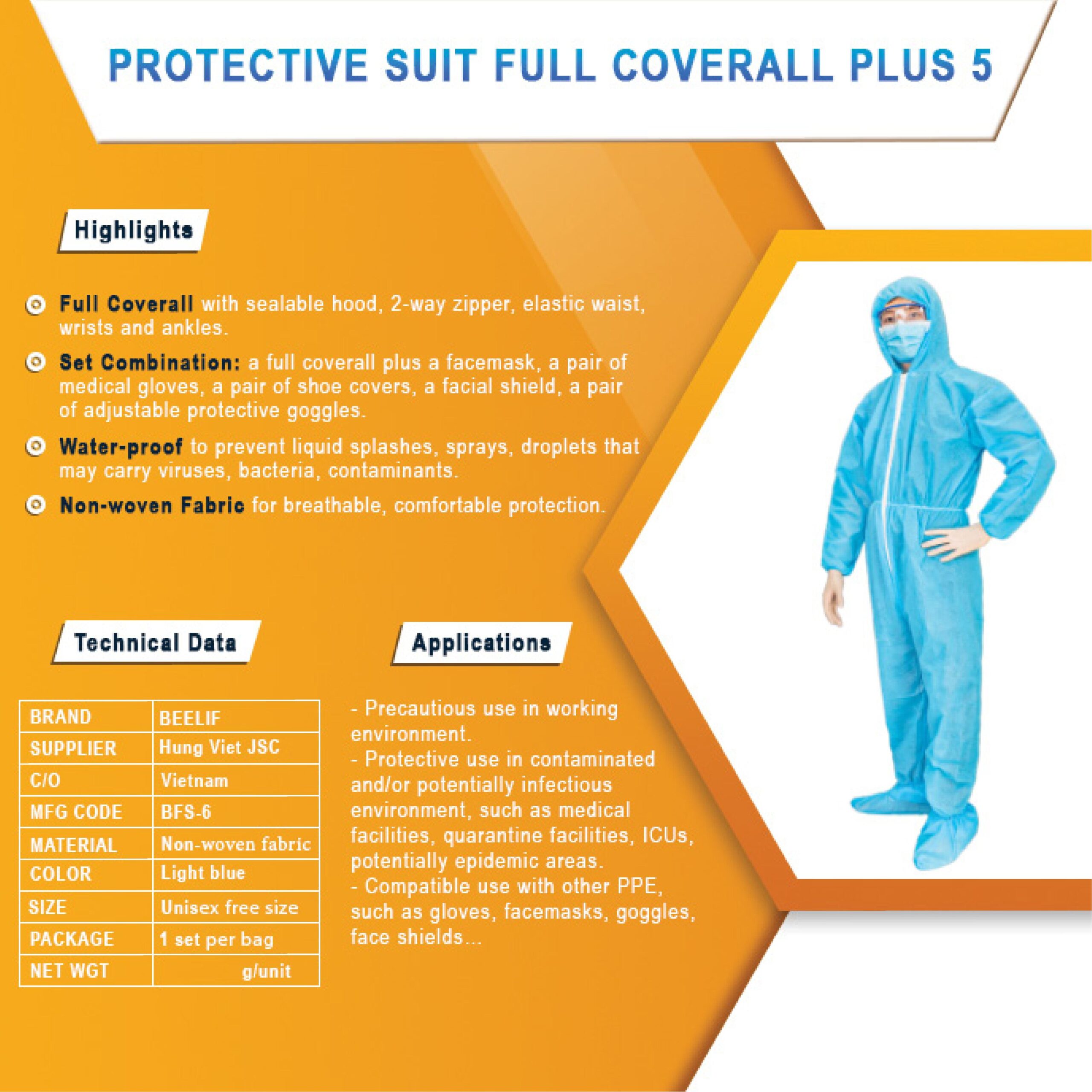 BeeActiv- Protective suit full coverall & shoe covers