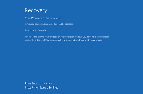 Fix error 0xc000000e, 0xc000000f on Windows 10 without reinstalling win