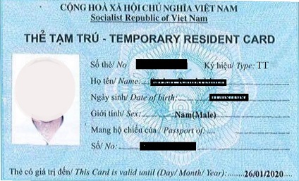 Sample Vietnam temporary residence card