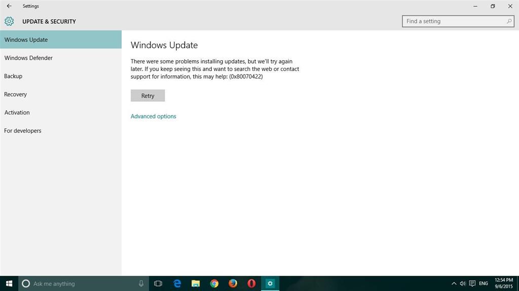 Instructions to fix error 0x80070422 in Windows 10