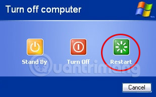 Select Restart to restart the computer