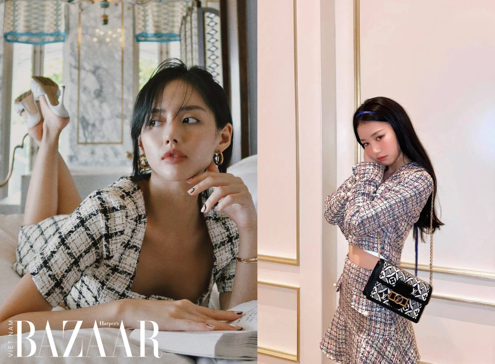 Fabric tweed landed the autumn streetstyle of Vietnamese stars