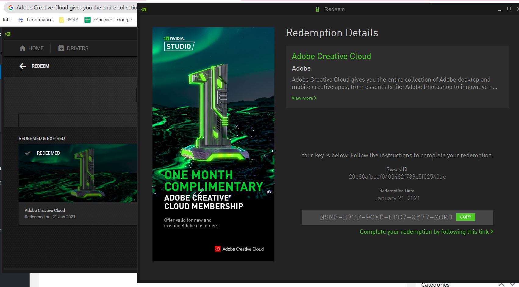 Adobe membership offers 1 month of free Adobe membership to Nvidia users