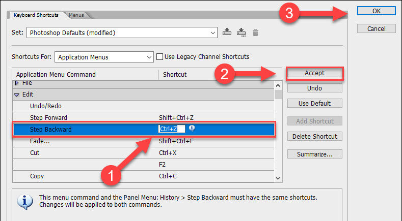 shortcut for redo adobe premiere