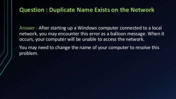 windows system error duplicate name exists on the