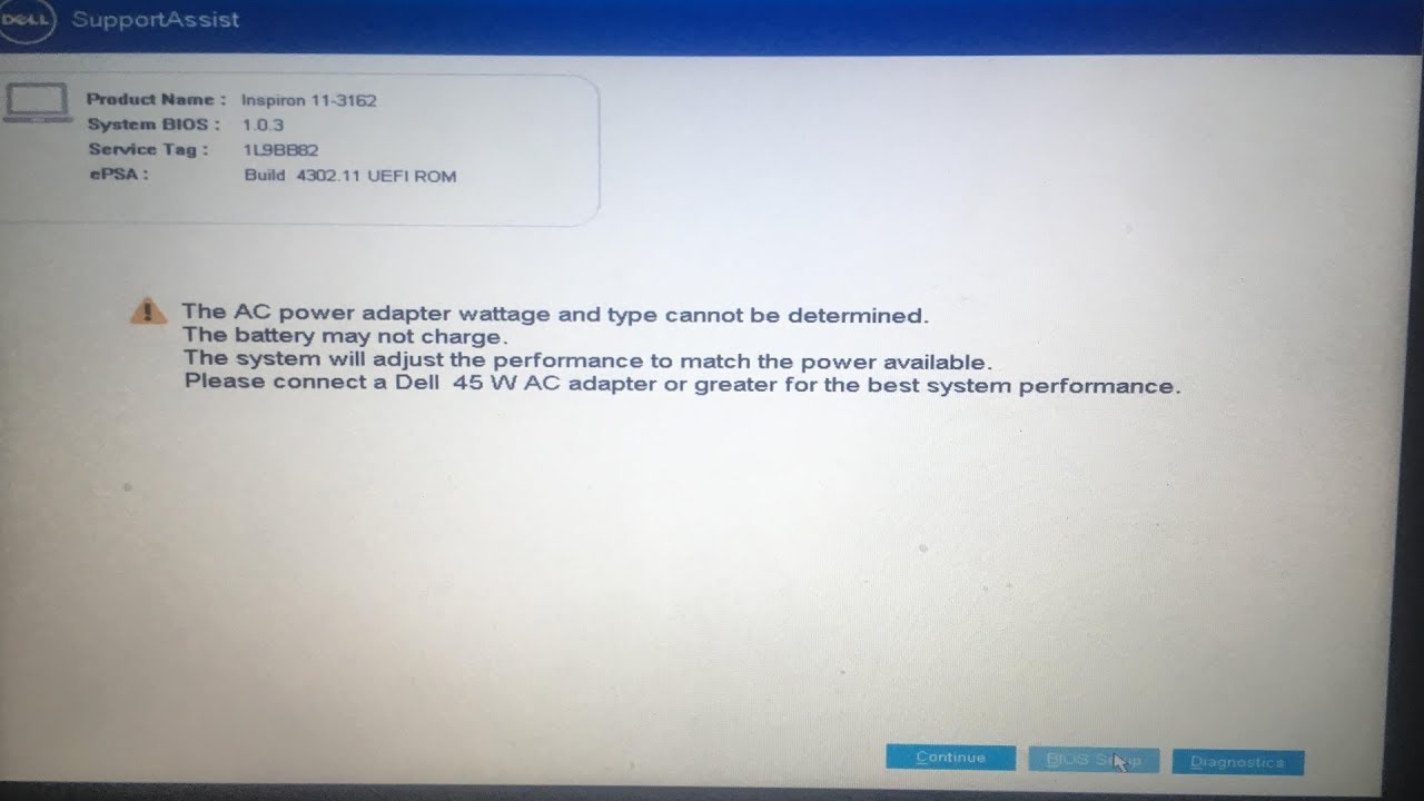 ac adapter cannot be determined dell