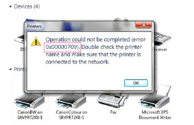 How To Fix Printer Error 0x00000709 Fix Printer That Cannot Be Set As 1941