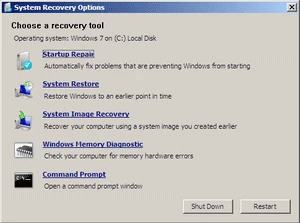 Using Startup Repair on Windows 7
