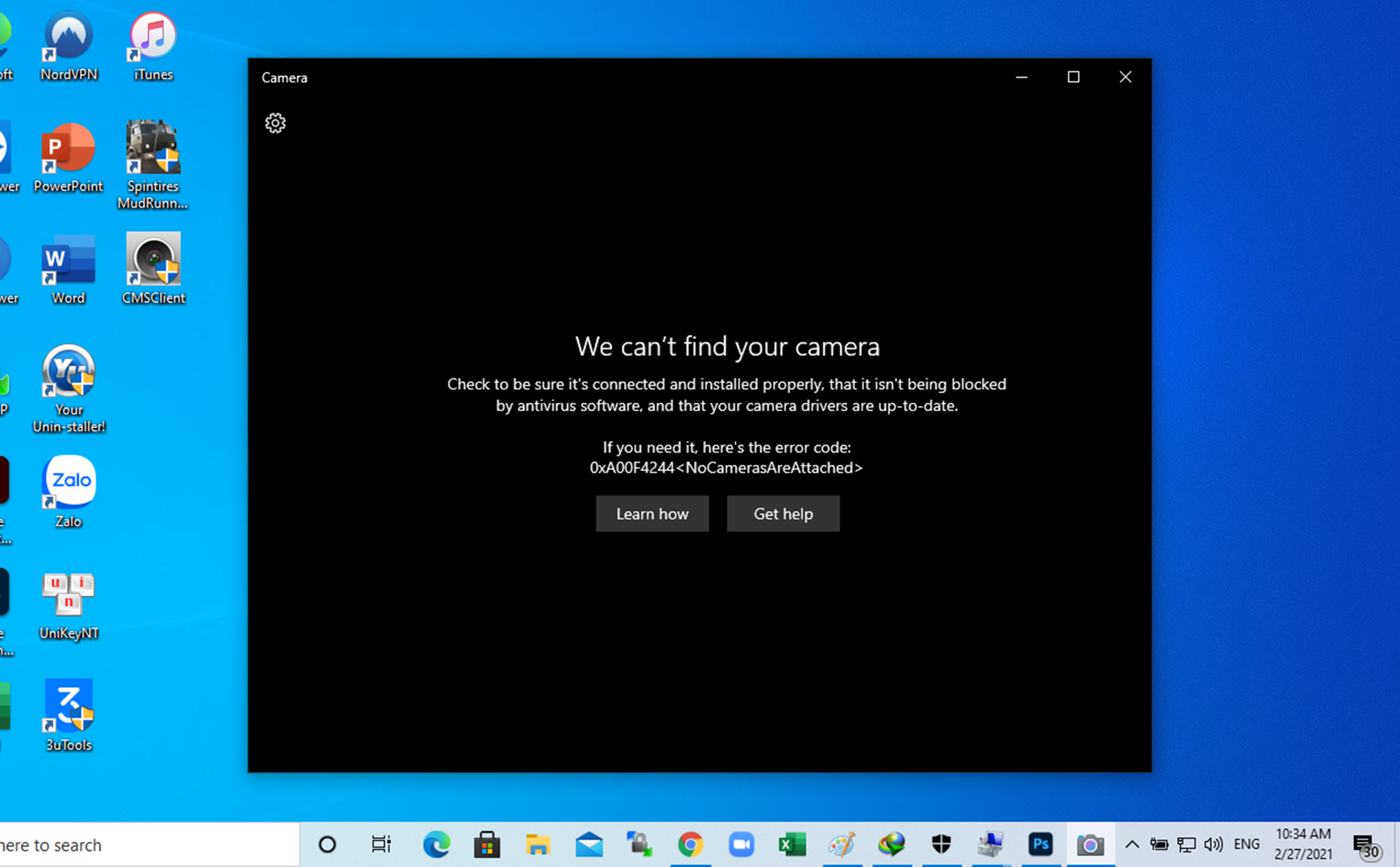 Fix error 0xA00F4244 we can't find your camera on Windows 10