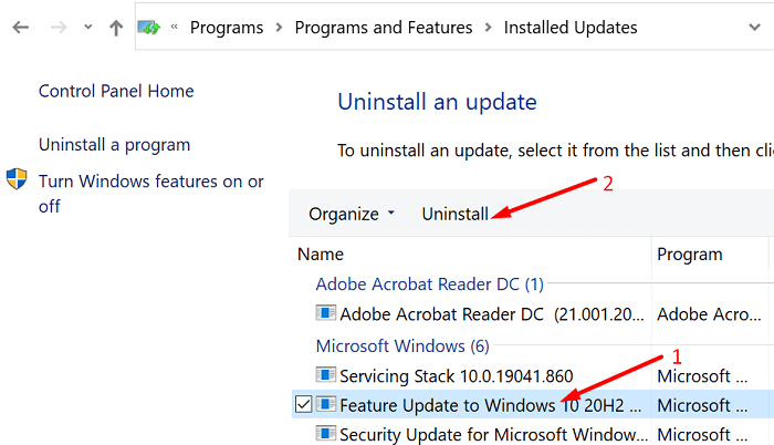 uninstall-Windows-10-updates