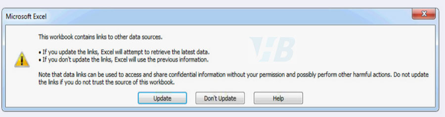 workbook contains links to other data sources Excel