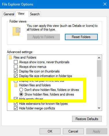 Hidden files and folder