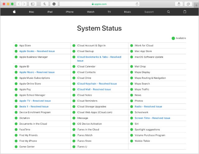 Check if the Apple Store on the system is working