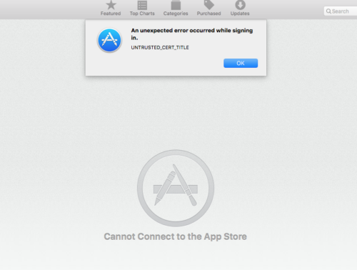 How to fix Cannot connect to App Store Mac