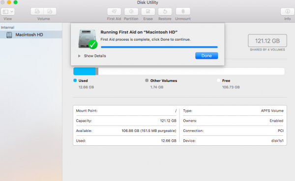 Repair the Startup Disk Using MacOS Disk Utility