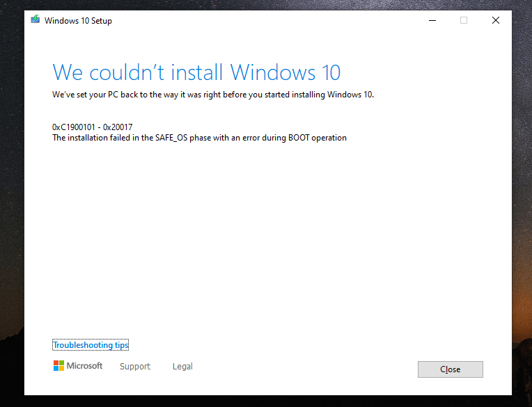 Fix 0xc1900101- Windows upgrade and installation errors