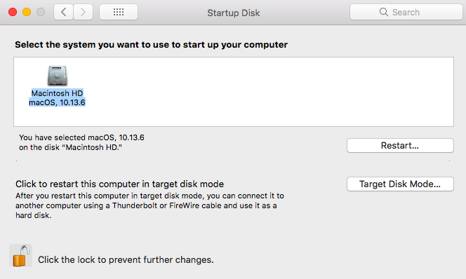 select your startup disk