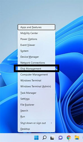Open Disk Management from WinX Menu