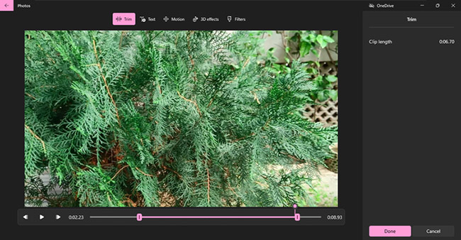 Trim video in Windows 11 Video Editor