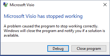 Visio stopped working