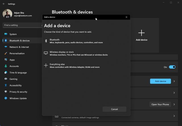 connect a new Bluetooth