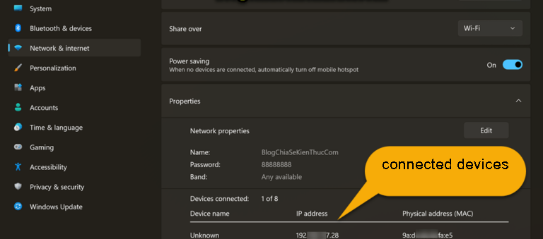 mobile hotspot properties connected devices 