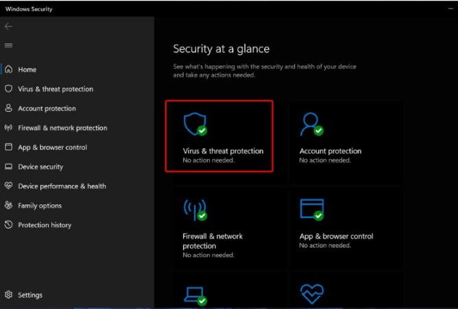 select Virus & threat protection
