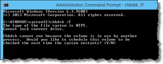 Check the chkdsk running schedule