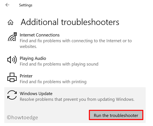 Run the troubleshooter windows 10