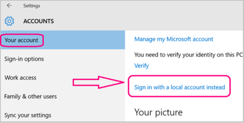 What is local account windows 10? How to sign in to a local account