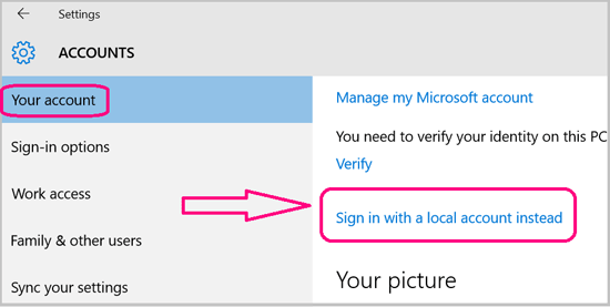 What is local account windows 10? How to sign in to a local account 
