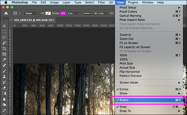 ruler shortcut photoshop