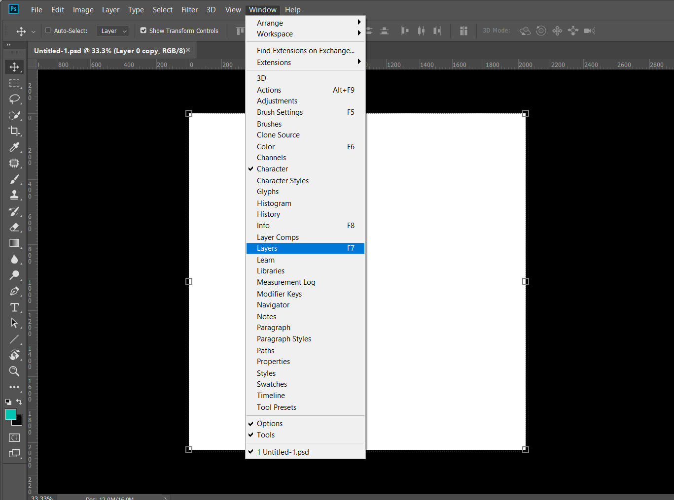 Select Layers on the Menu Bar