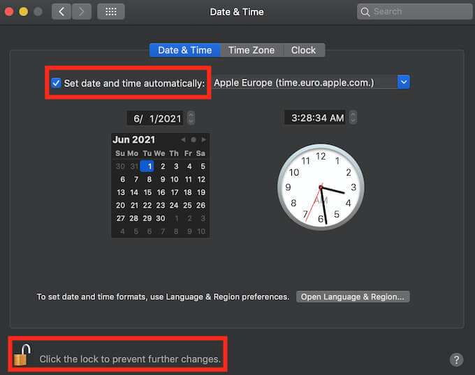 Check date and time settings