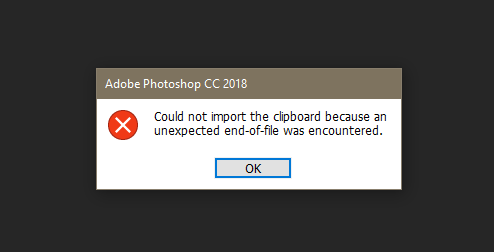 Photoshop unexpected end of file fix