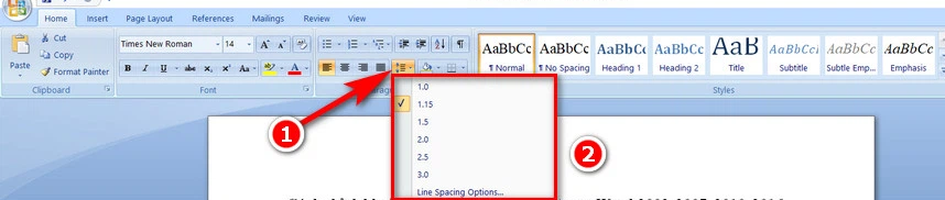 Click on the line extension icon in Word