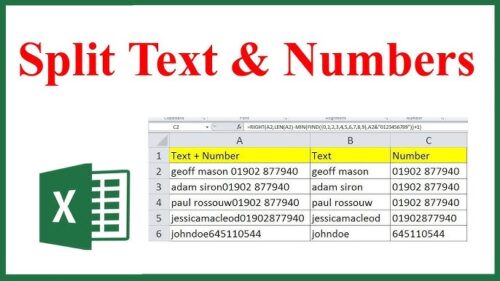 How to separate text and numbers in Excel