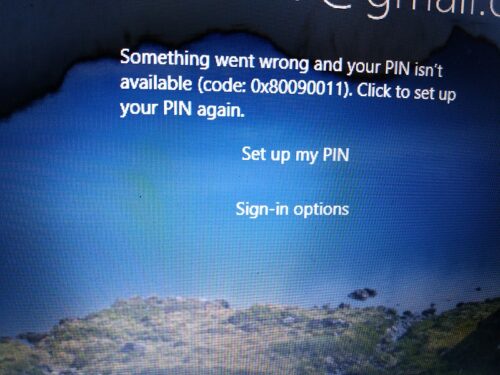 Something went wrong and your pin isn't available status 0x80090011