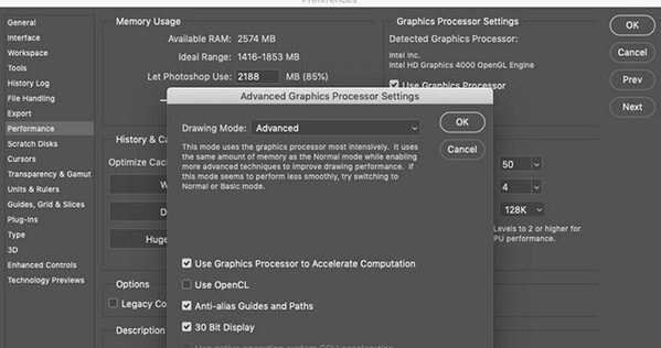 Tweak Photoshop Performance Settings