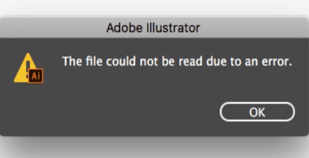 Fix This file Could not be read due to an error Illustrator