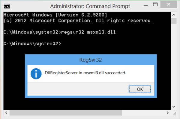 Re-register .dll files using the command prompt