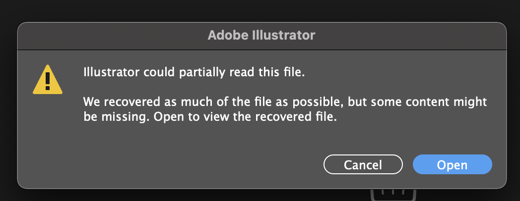 illustrator partially reading file