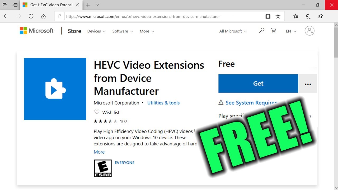 hevc video extensions download windows 10