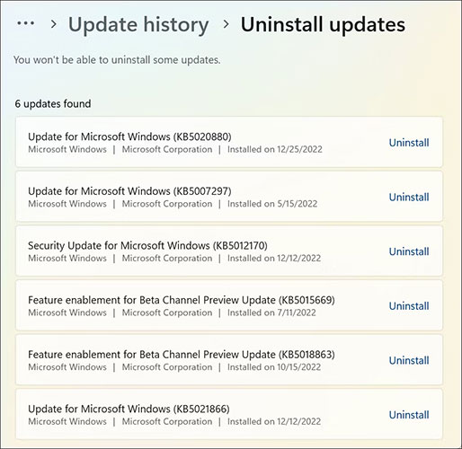 Restore Windows Updates
